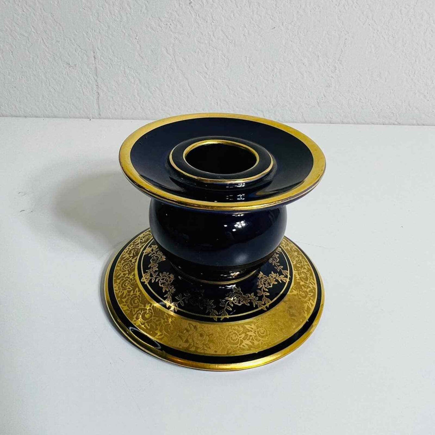 Lindner Kueps Vase Candle Holder Blue Cobalt Set Germany Home Decor Bavaria