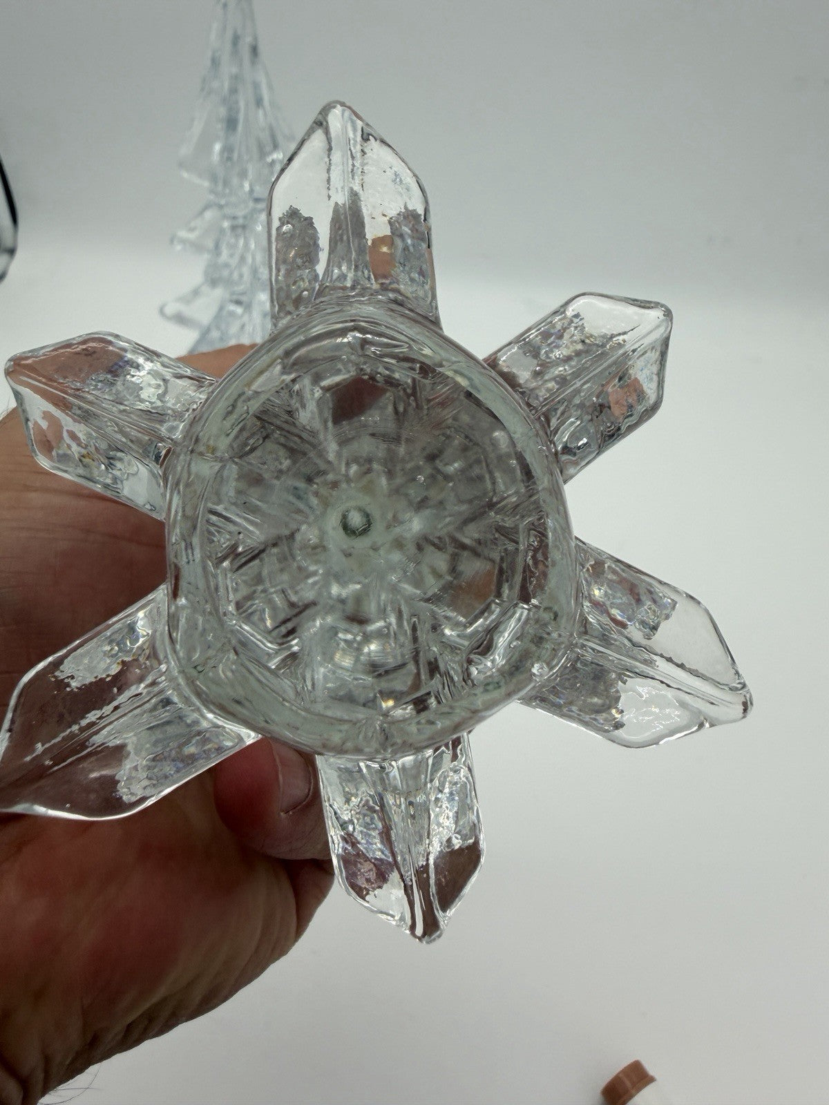 Vintage Silvestri Handcrafted Clear Art Glass Christmas Trees 10.5”&6” Figurines