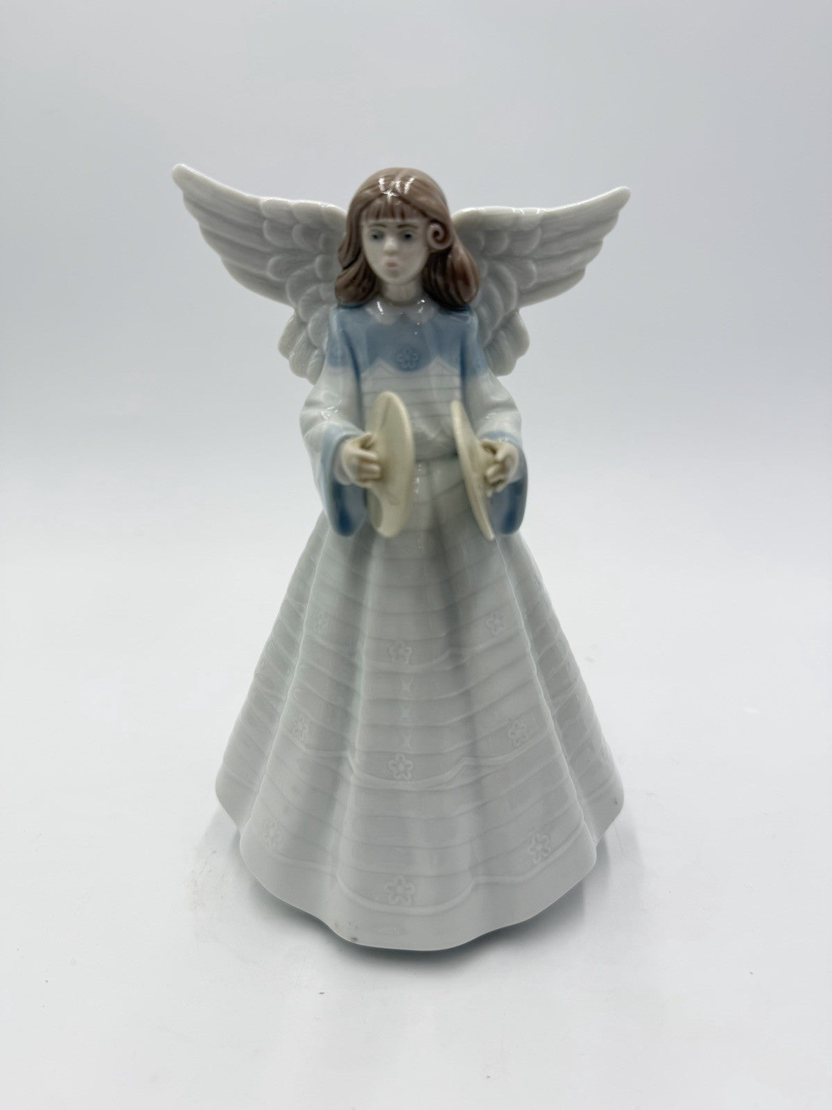 Lladro Spain Porcelain Angel Tree Topper 5876 Angelic Cymbalist 7.2”H Figurine