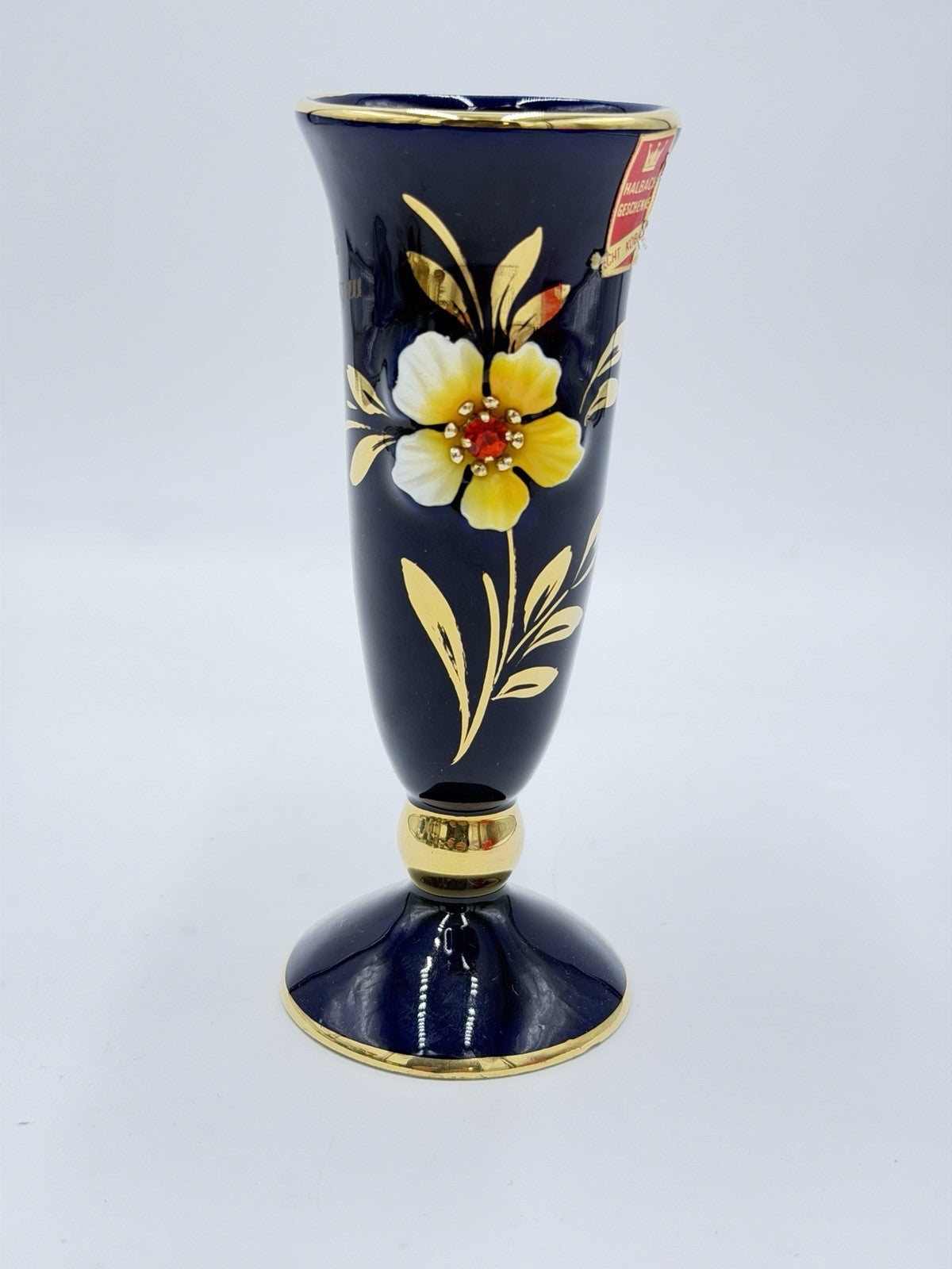 Antique Ges Gesch Geschenke Germany Cobalt Blue Gold Flowers 5”H Porcelain