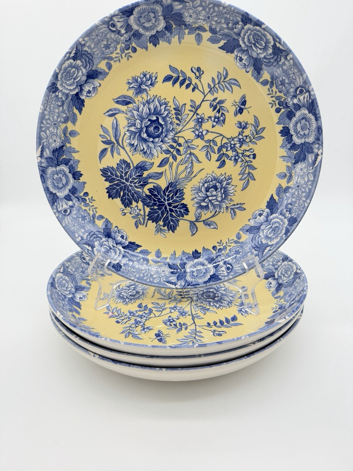 Spode Porcelain Blue Room Garden Collection Jasmine Blue & Yellow Pasta bowl Set
