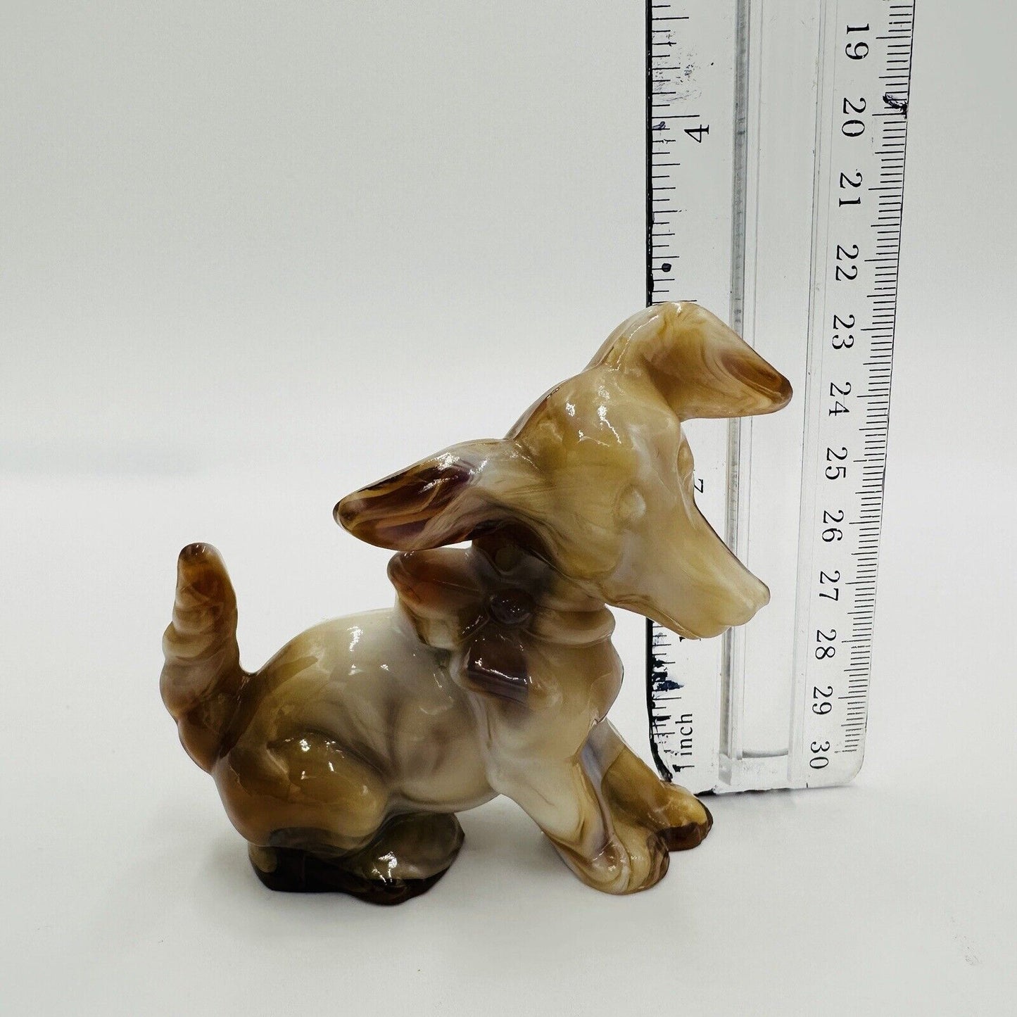 Imperial Art Glass Dog Figurine End O’day Glass Caramel Slag Collection Vintage