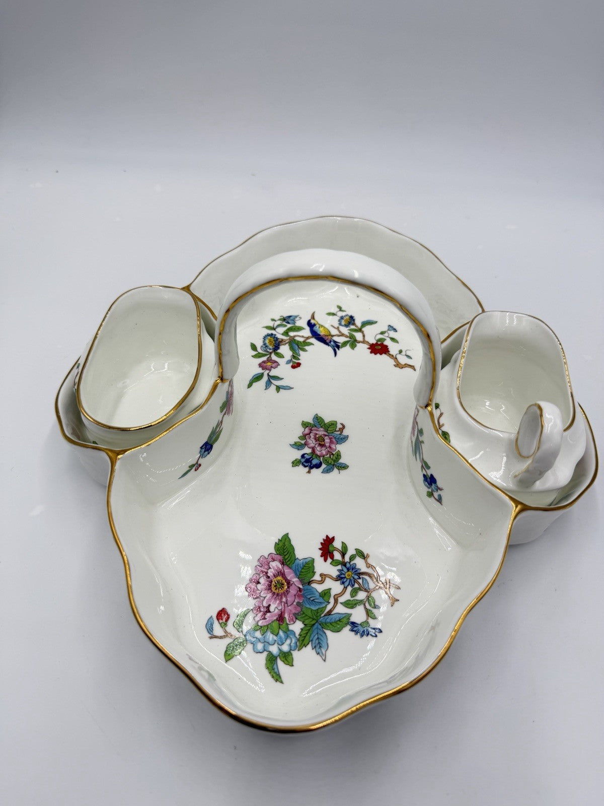 Vintage Aynsley PEMBROKE Tea Tray Strawberry Basket with Sugar & Creamer Set