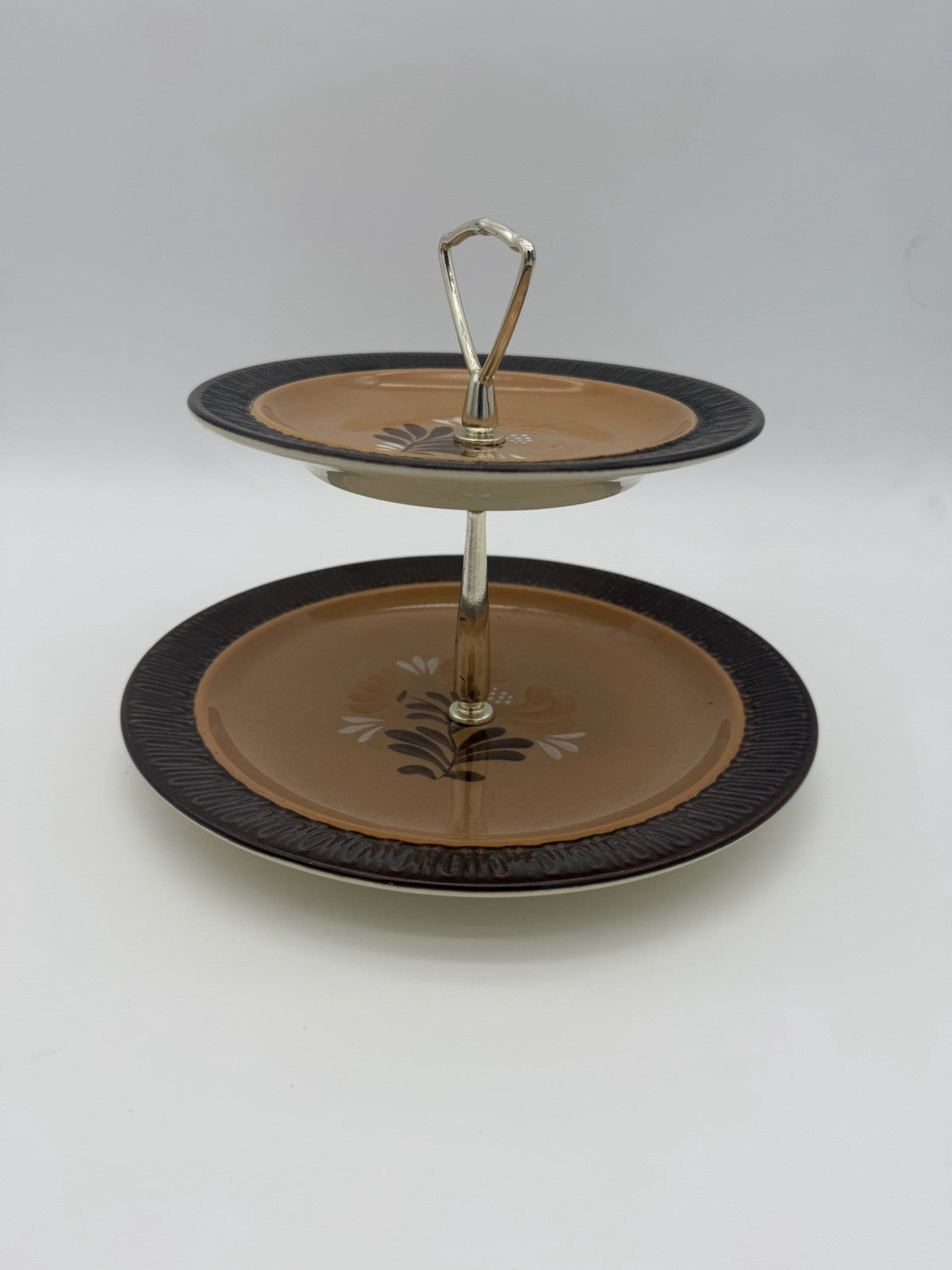 Rare Red Wing Pottery Ceramastone Heatherstone two-tiered Server tray #227