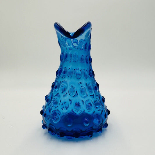 Toscany Zena Vase Empoli Spikey Hobnail Split Rim Blue Vintage Rare