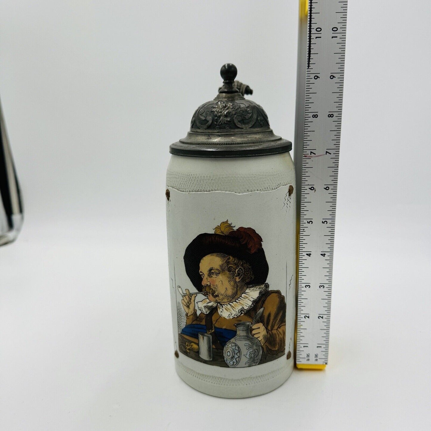 Mettlach Villeroy & Boch Beer Stein 1887 1L Large Germany  9.5”Antique Vintage