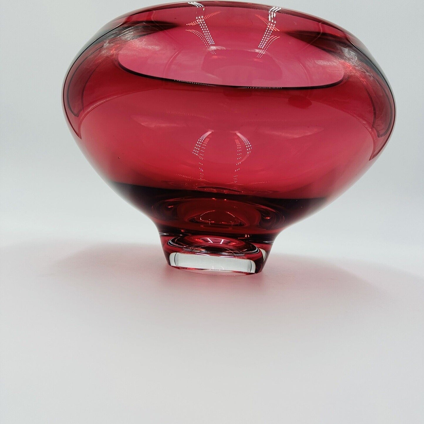 Buxton & Kutch Bowl Art Glass Signed Cranberry Slant Pier #970613 Large Rare