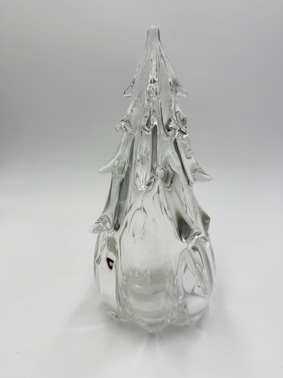 Anchor Bend Art Glass Clear Hand Blown Signed Christmas Tree 8.5" Tall Decor
