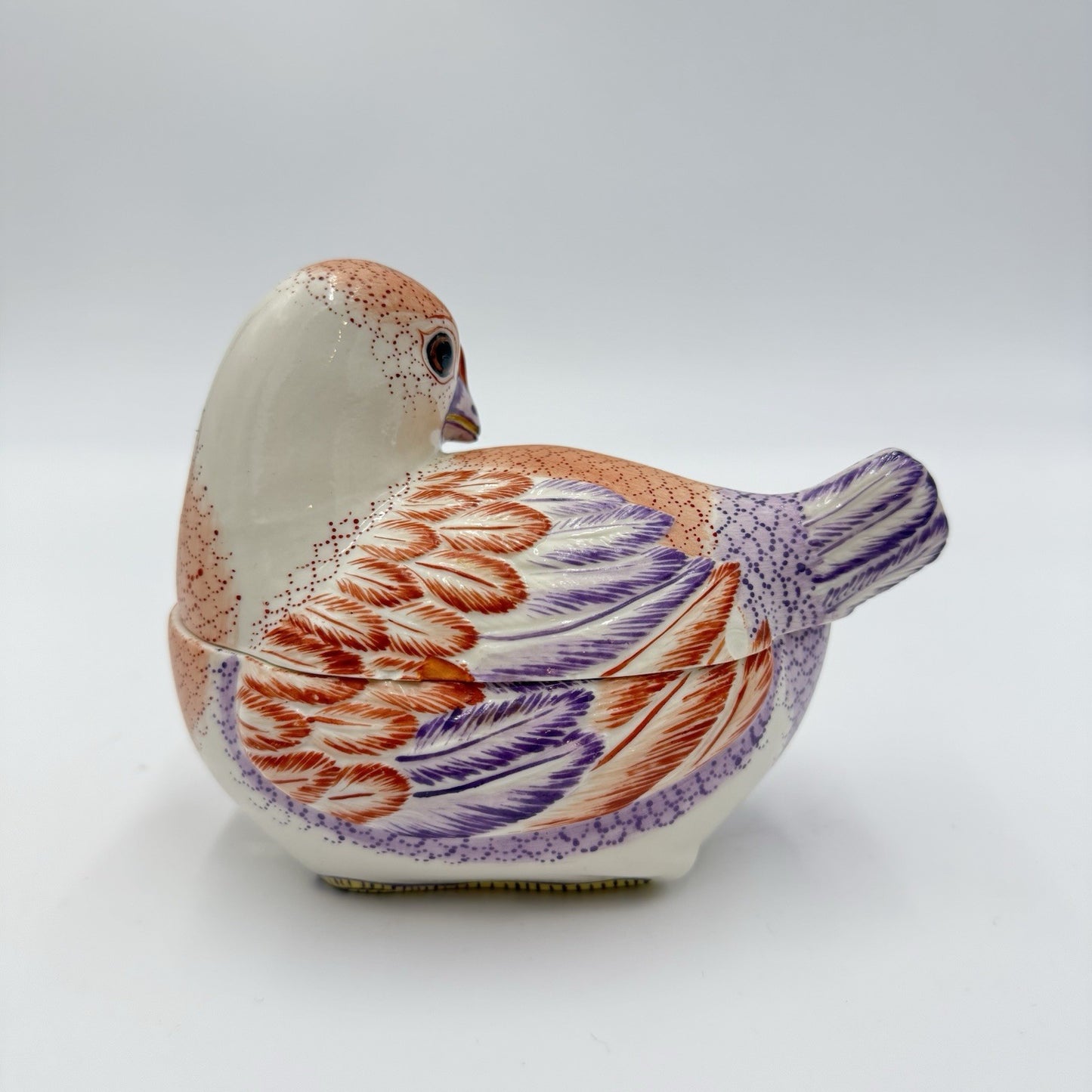Mottahedeh House Nesting Quail Italy  Handpainted Trinket Box Porcelain Figurine
