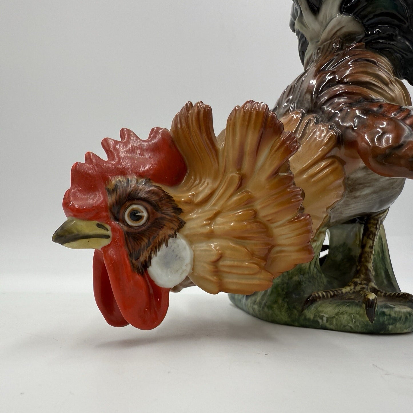 Large Algora Porcelain C.Martinu Hand Painted Rooster Figurine Spain Vintage 11"