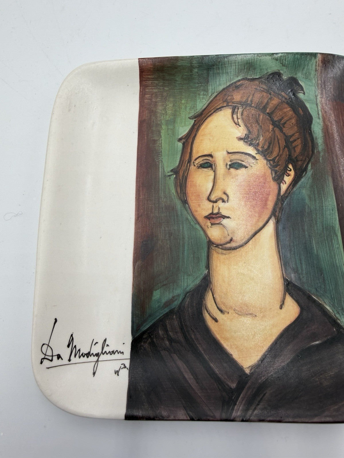 Amedeo Modigliani's 1918 Italy impressionist oil Burgundian Woman wall plate