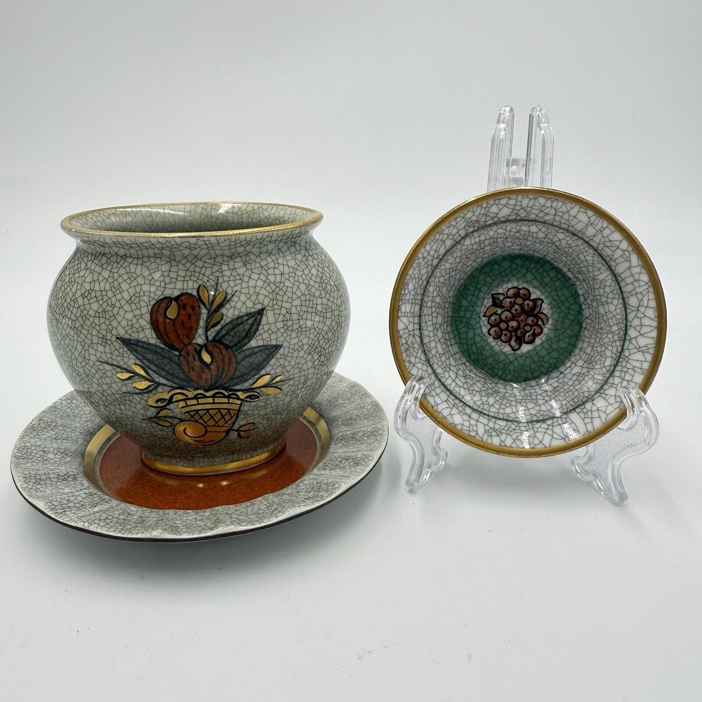 Vintage Royal Copenhagen Dahl Jensen Kjøbenhavns Crackle Porcelain Denmark Set