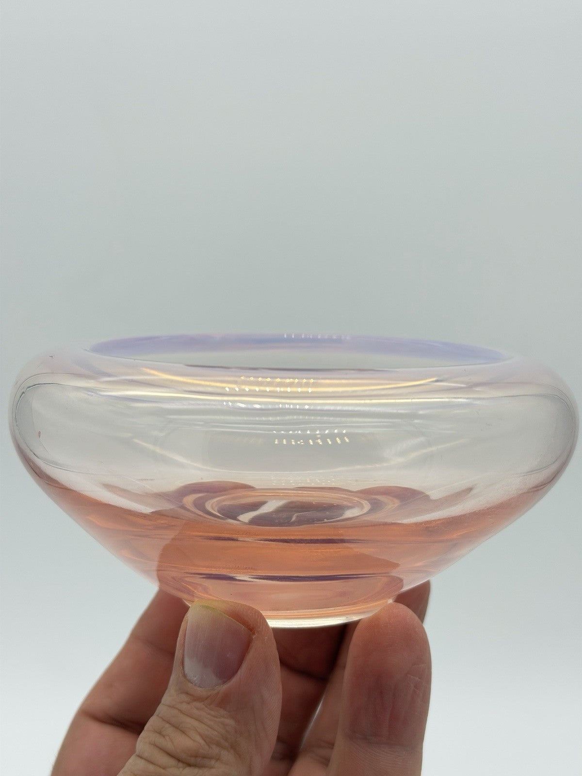 Fostoria Art Glass Seascape Coral Sand Pink Opalescent Cupped Bowl Votive