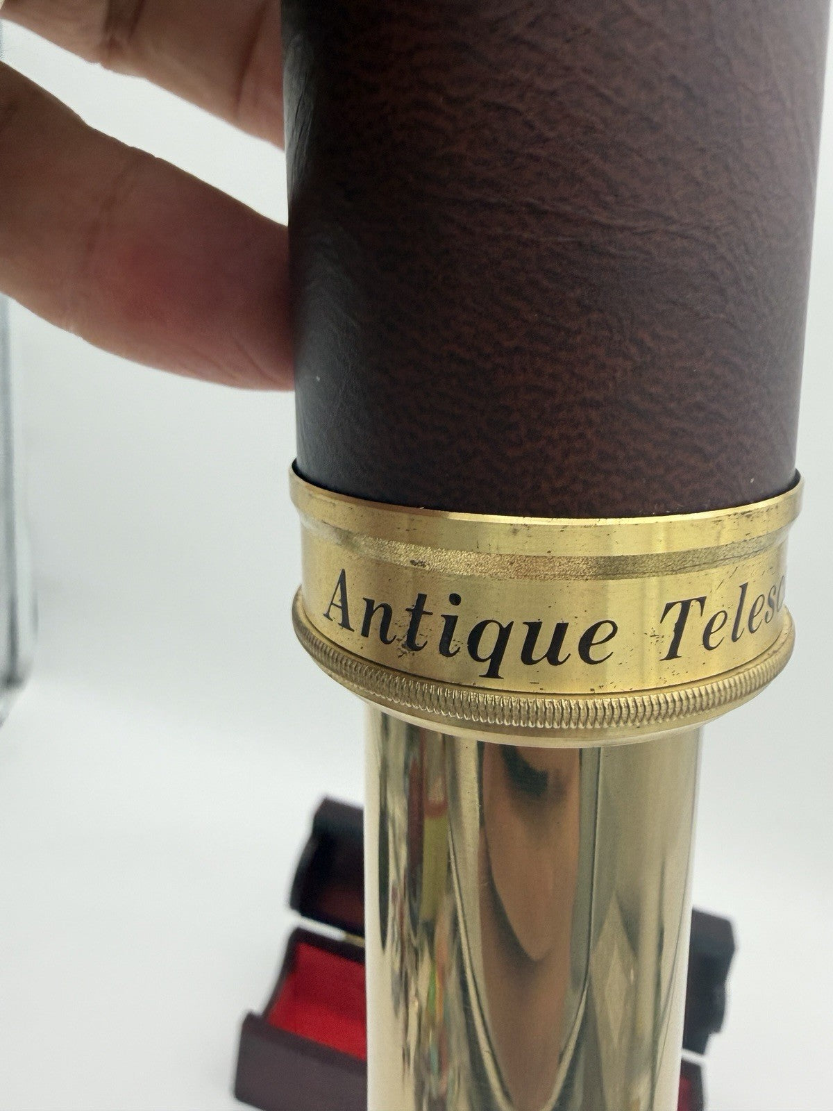 Antique Brass Leather Telescope 30 x 40 Wood Case maritime Spyglass Tube
