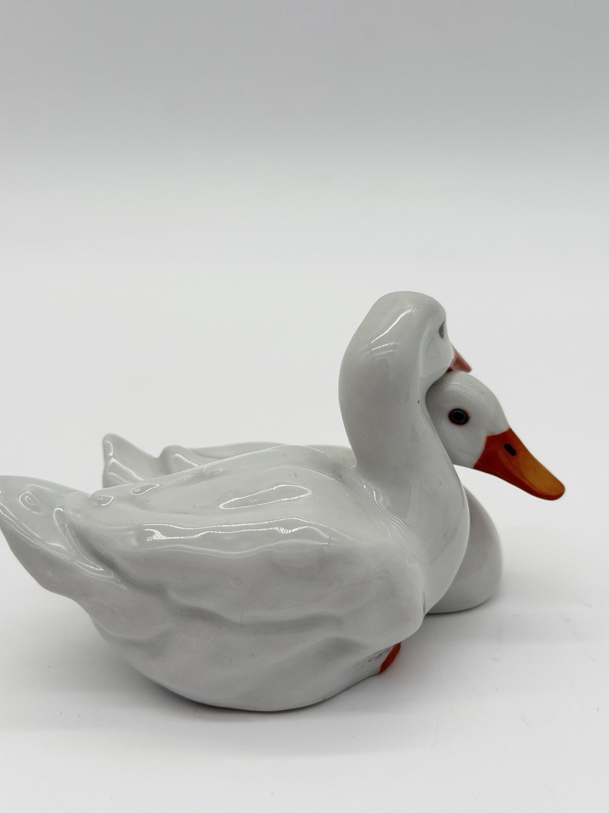 Herend Hungary Porcelain Ducks White Hand Painted 1950 Vtg Figurine