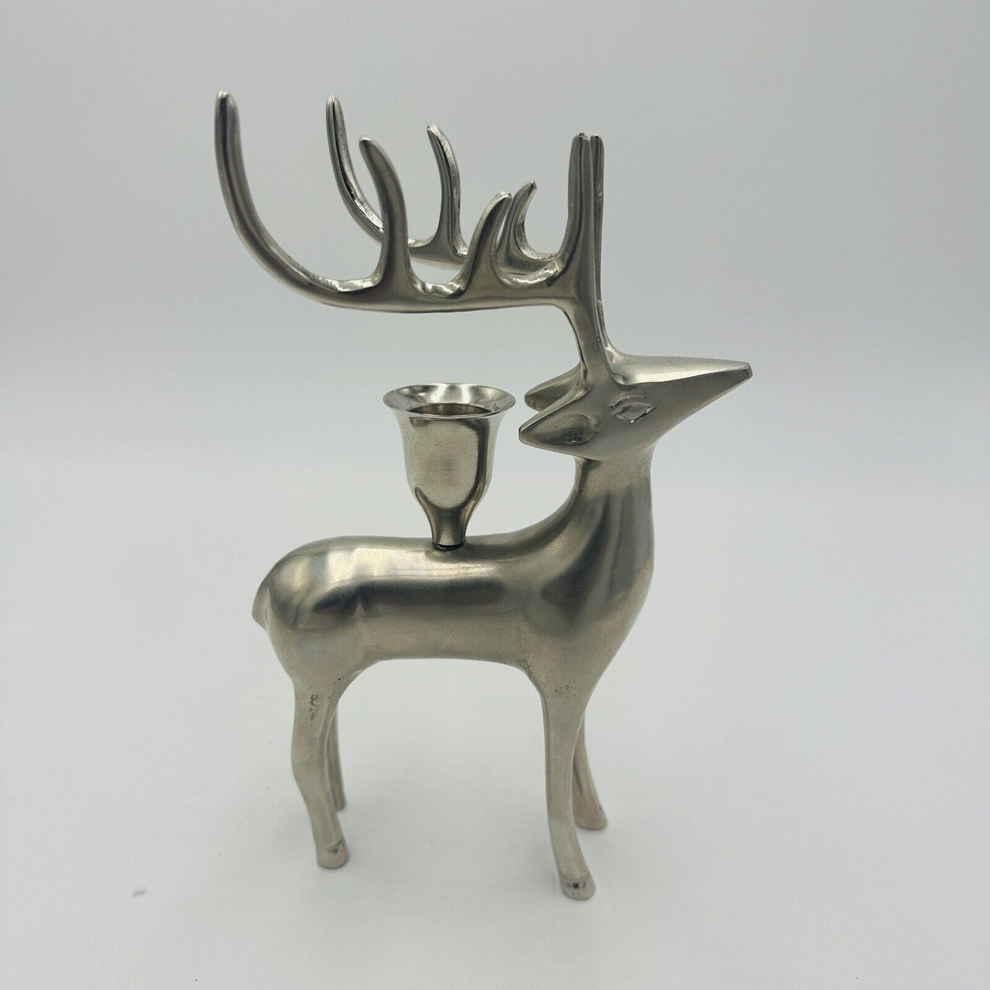 Pottery Barn Reindeer Candle Holders Vintage Silver Plated Seasonal Stag Taper