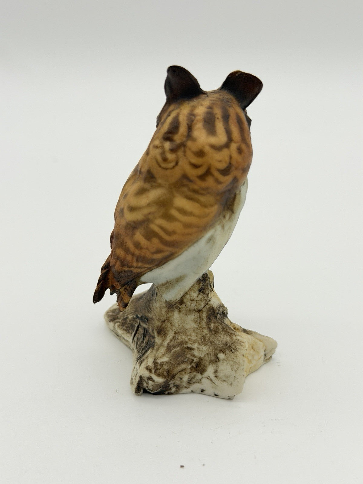 Tay Italy Porcelain Long Eared Owl Signed Figurine Hand Painted 3.5”H Vintage