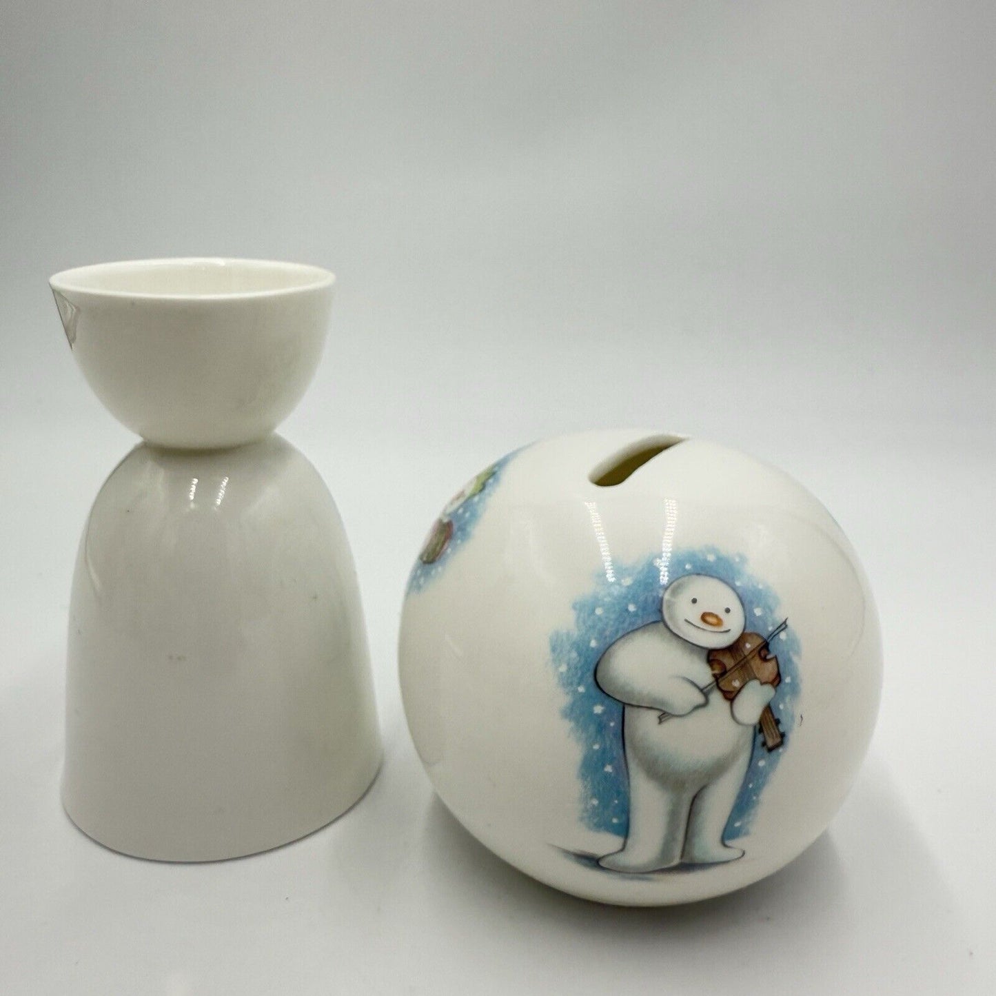 Royal Doulton Porcelain Snoman Money Bank Egg Cup Set Vintage British