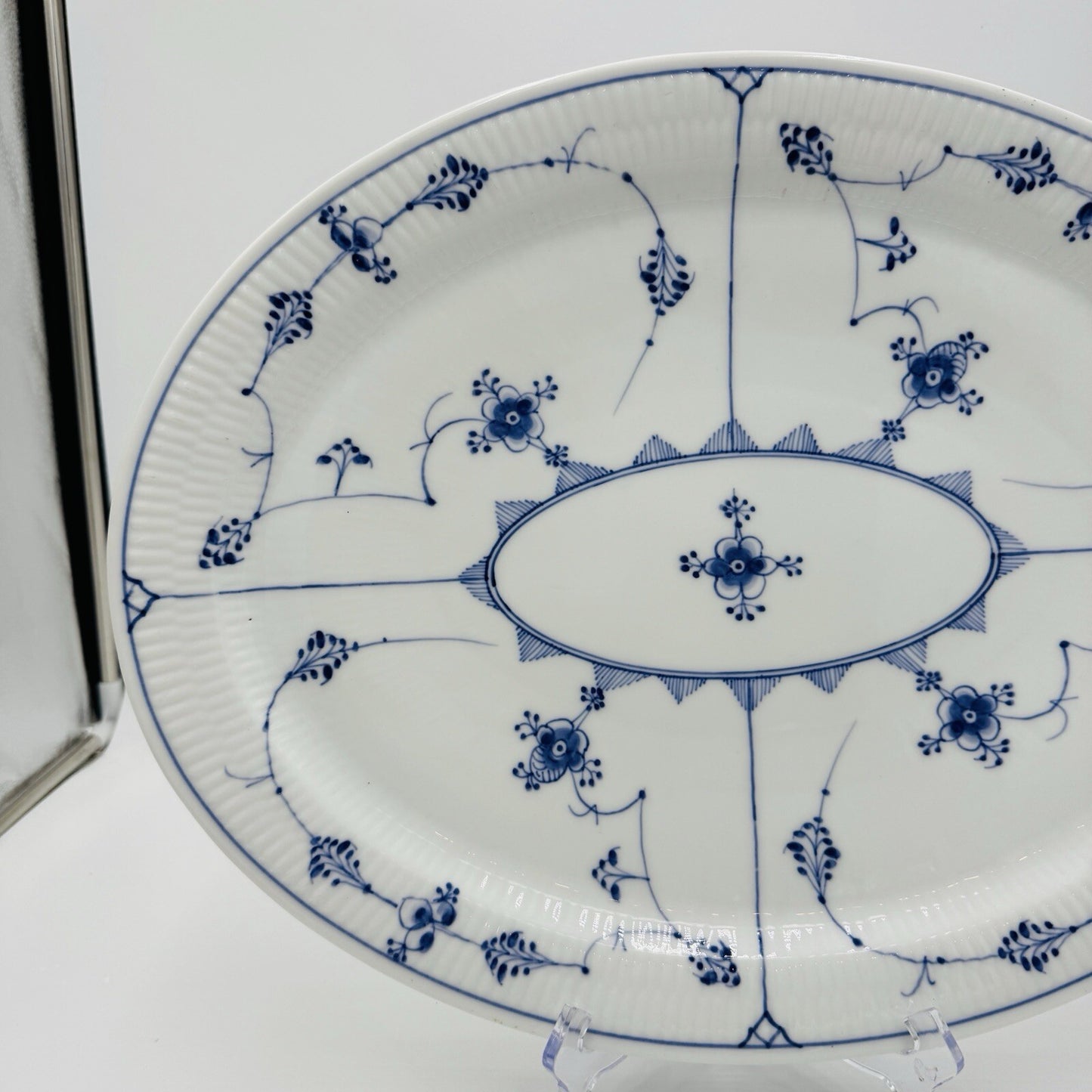 Antique Royal Copenhagen Blue Fluted Plain Large 18in Oval Platter #348 Rare