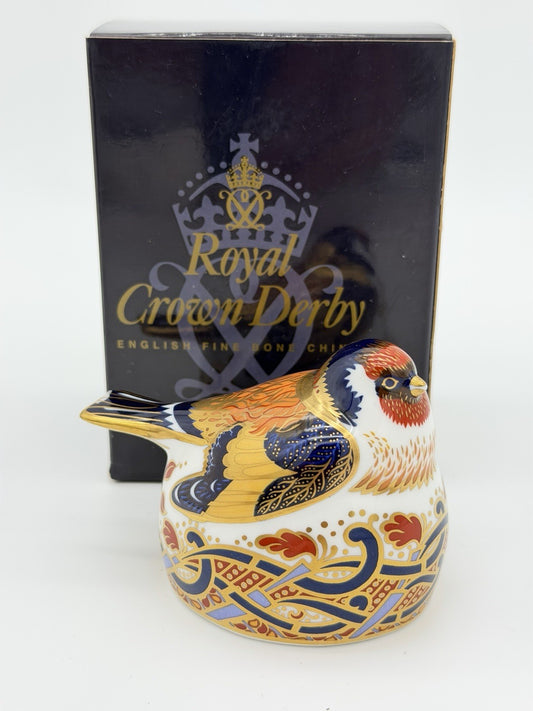 Royal Crown Derby Nesting Goldfinch Paperweight England Porcelain Gold Stopper