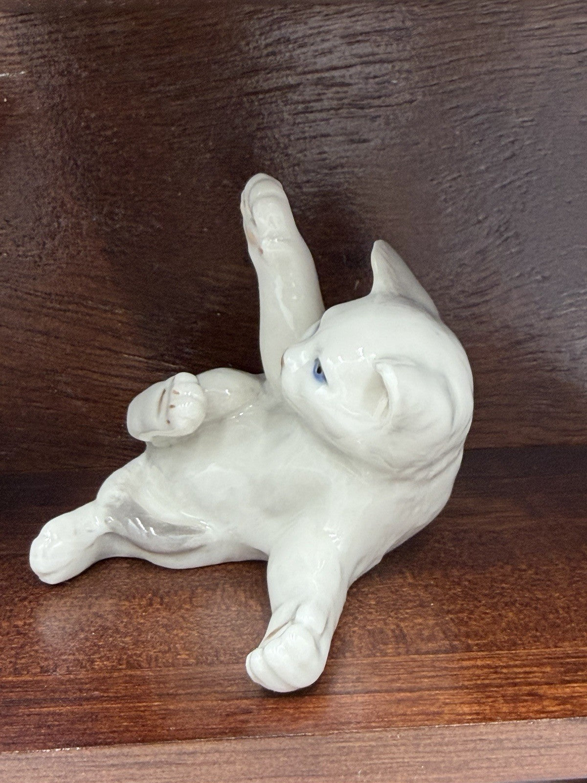 Royal Copenhagen Denmark Porcelain Cat Collection Mini Figurines Wood Shelf