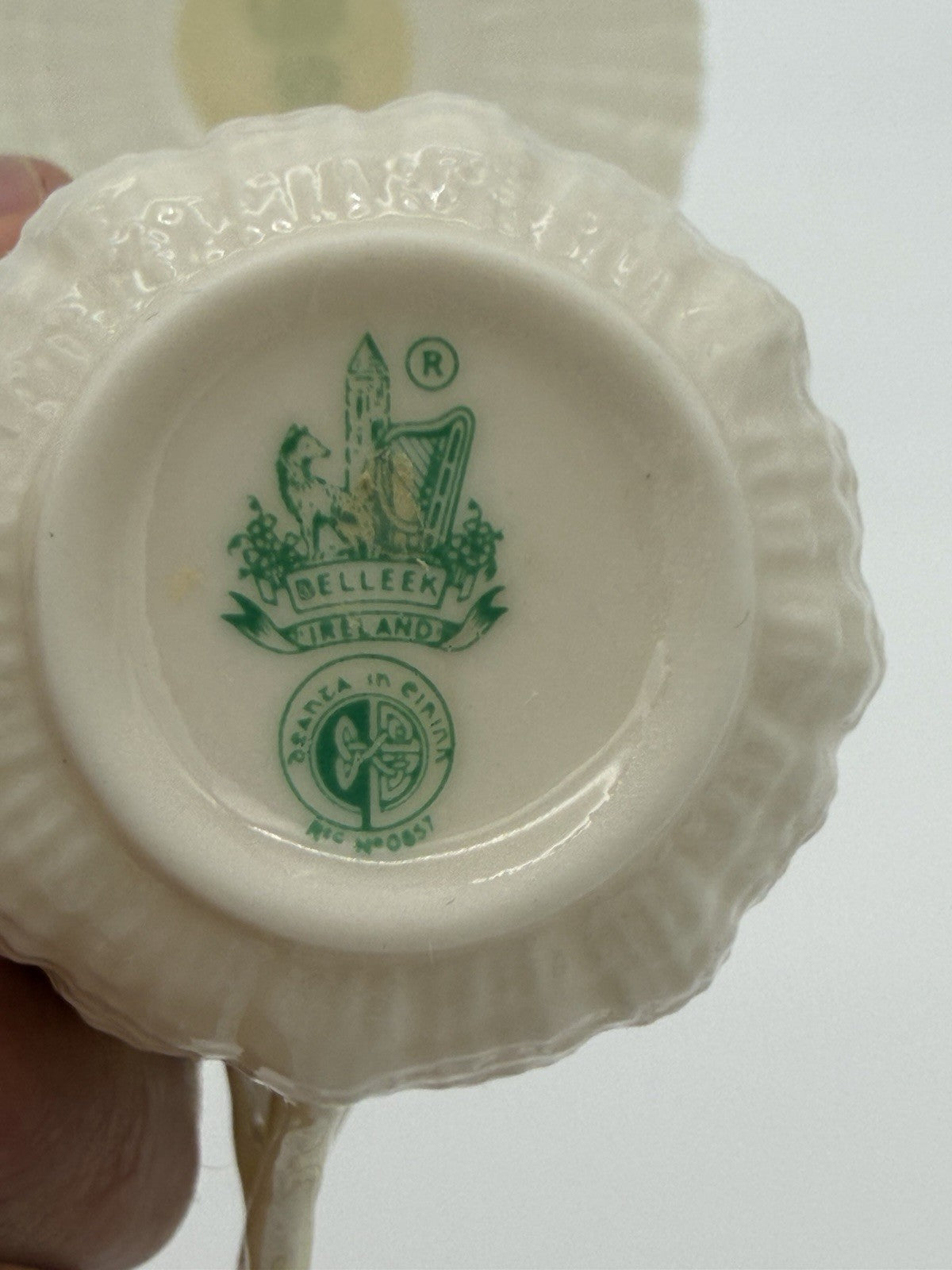 Belleek Ireland Tridacna Demitasse Cup Shell Pattern Porcelain Saucer & Cup Set