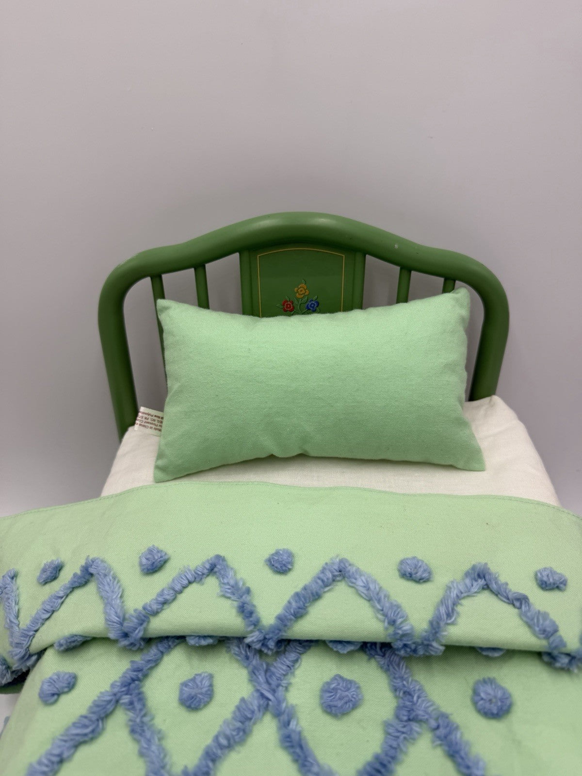 18" American Girl Doll Kit Kittredge Green Day Bed & Tufted Bedding Set Metal