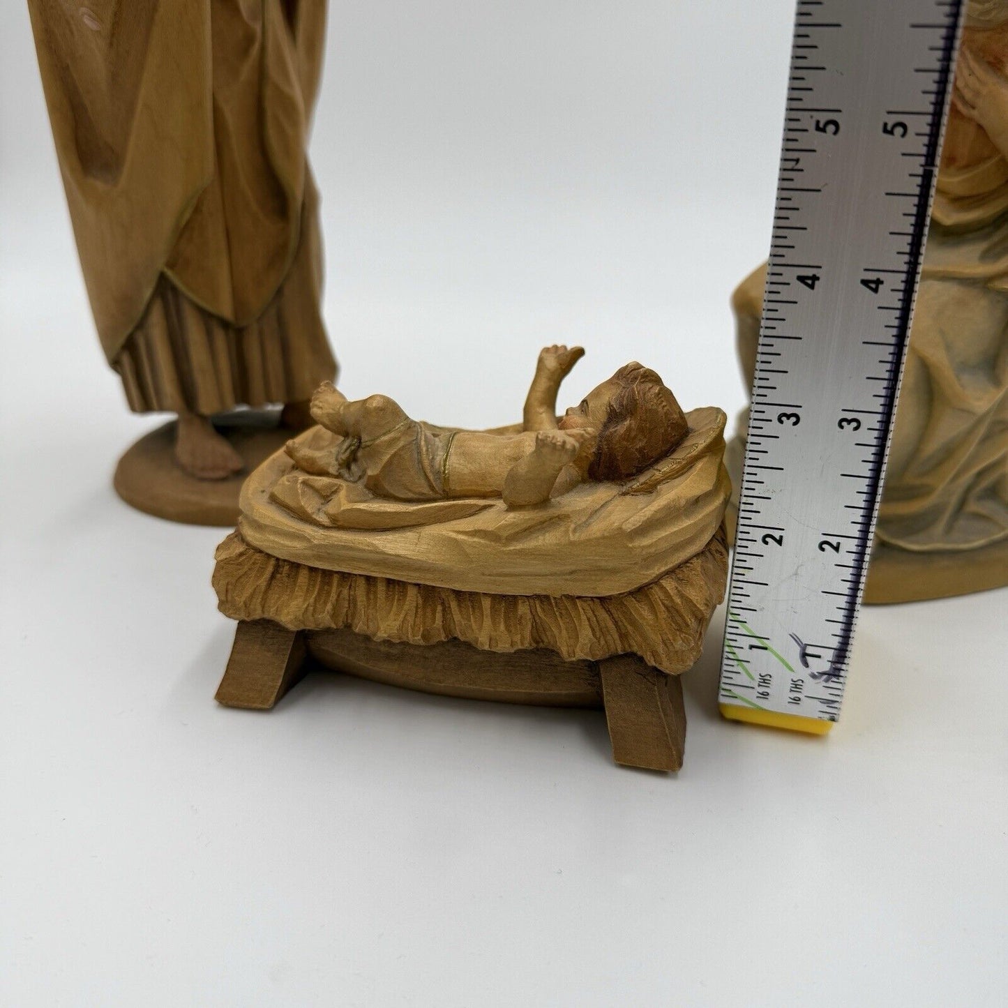 vintage ANRI KARL KUOLT wood carvings ITALY nativity large set 10” folk art