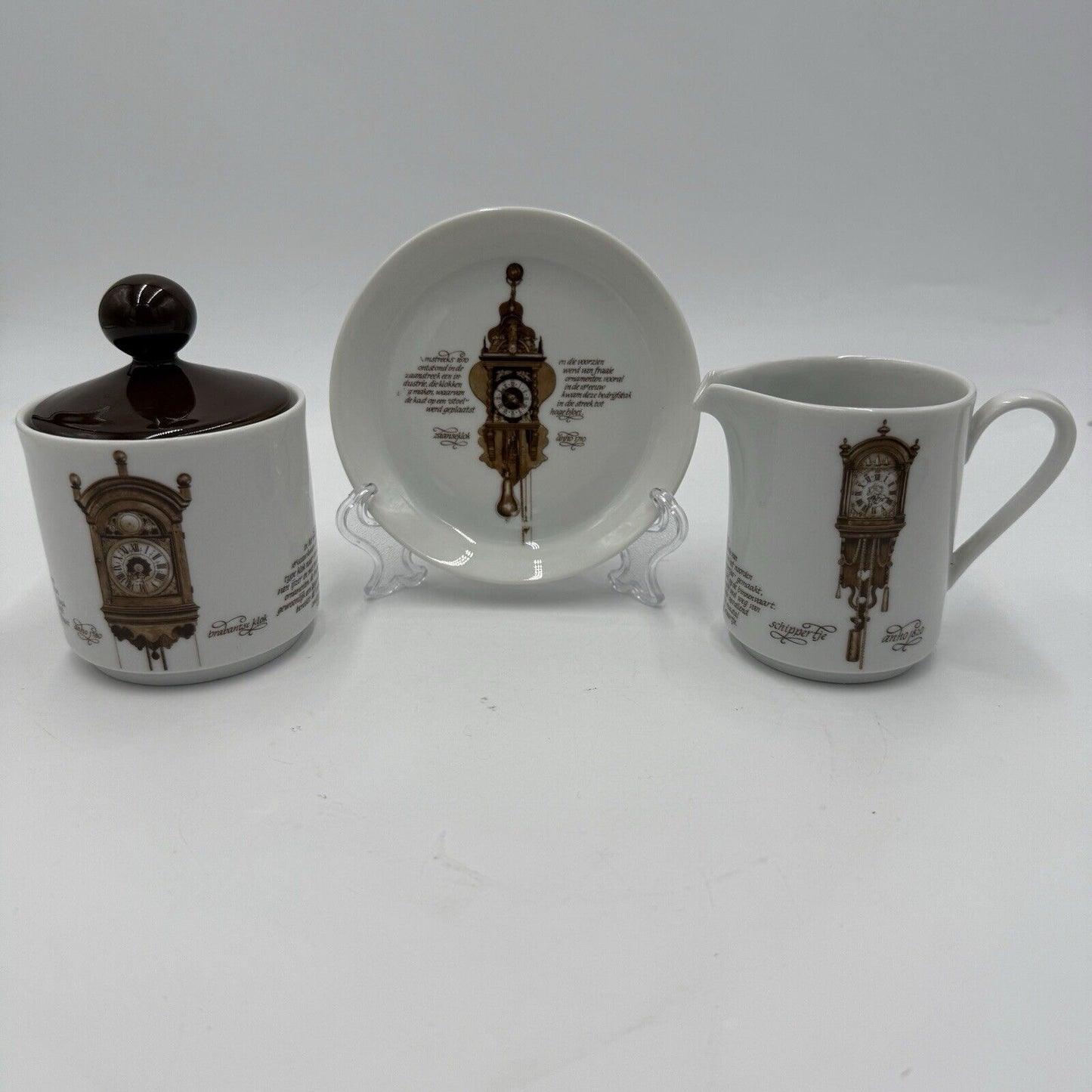 Mitterteich Porzellan Porcelain Antique Clocks Sugar and Creamer Saucer