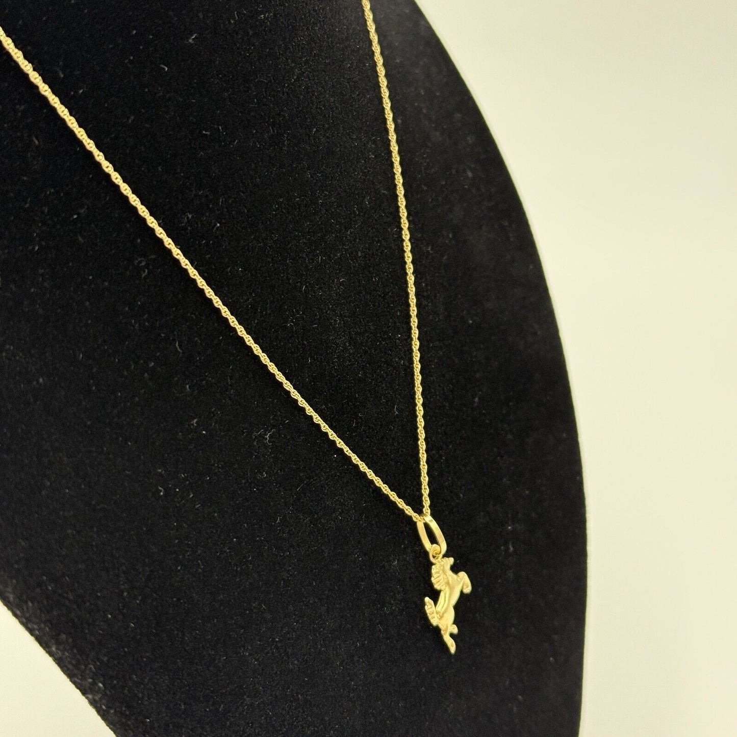 14k Gold Rope Chain Necklace 18k Gold Horse Pendant 16.5” Italy Yellow Gold