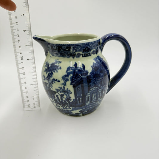 Antique Victorian Ware Ironstone Blue & White Pitcher Porcelain 1920