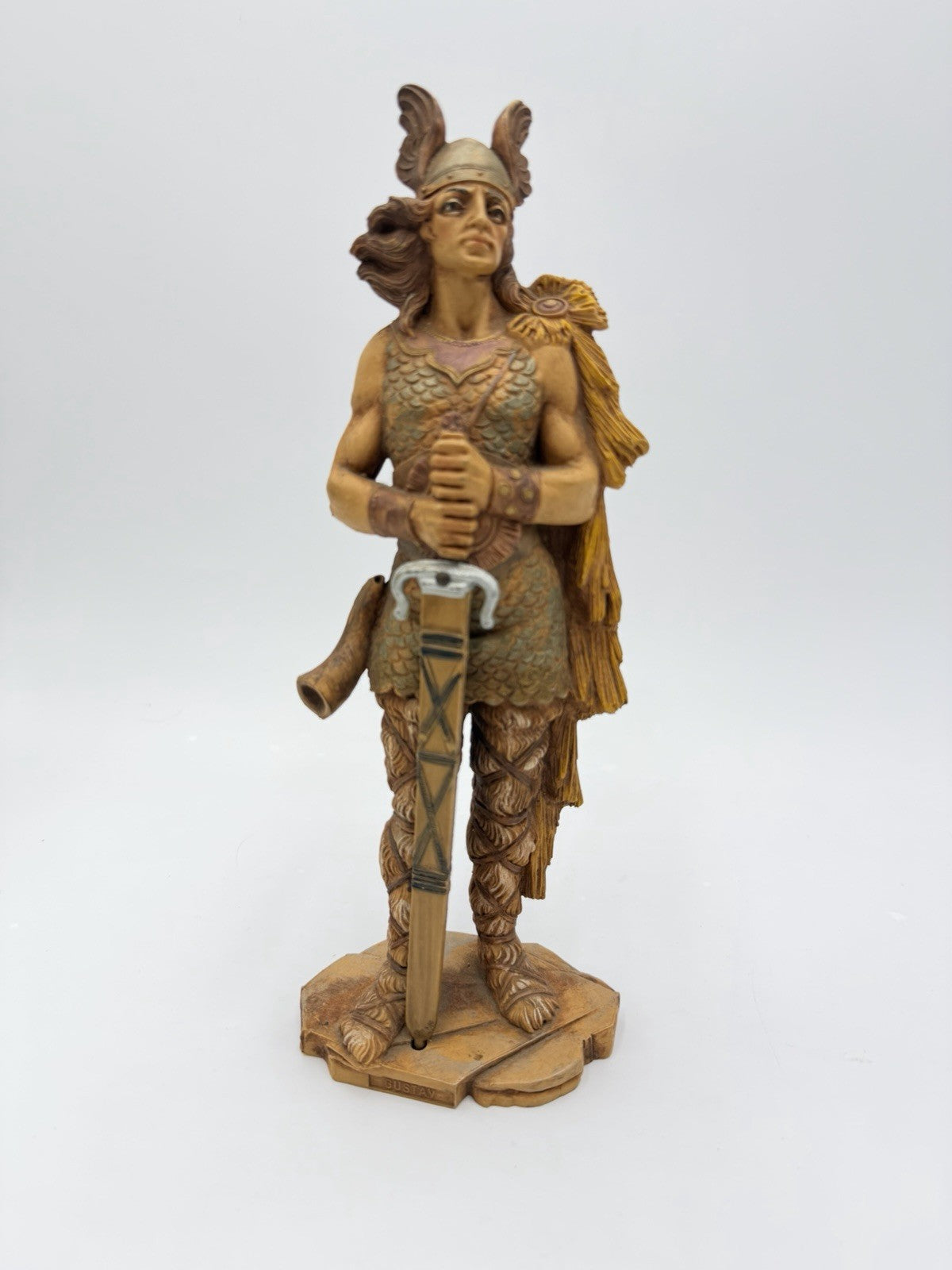 Vintage Depose Italy Viking Warrior Gustav 10.5”H Plastic Figurine Painted Rare