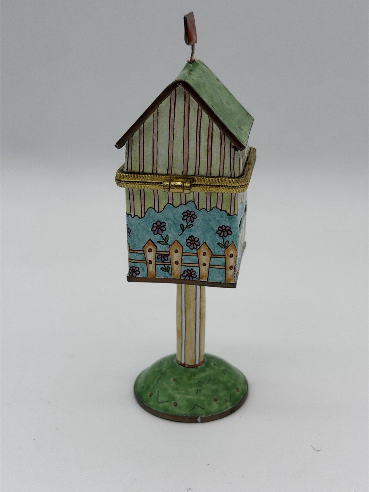 Empress Arts enamel trinket box U.S. Mail mailbox 6”birdhouse