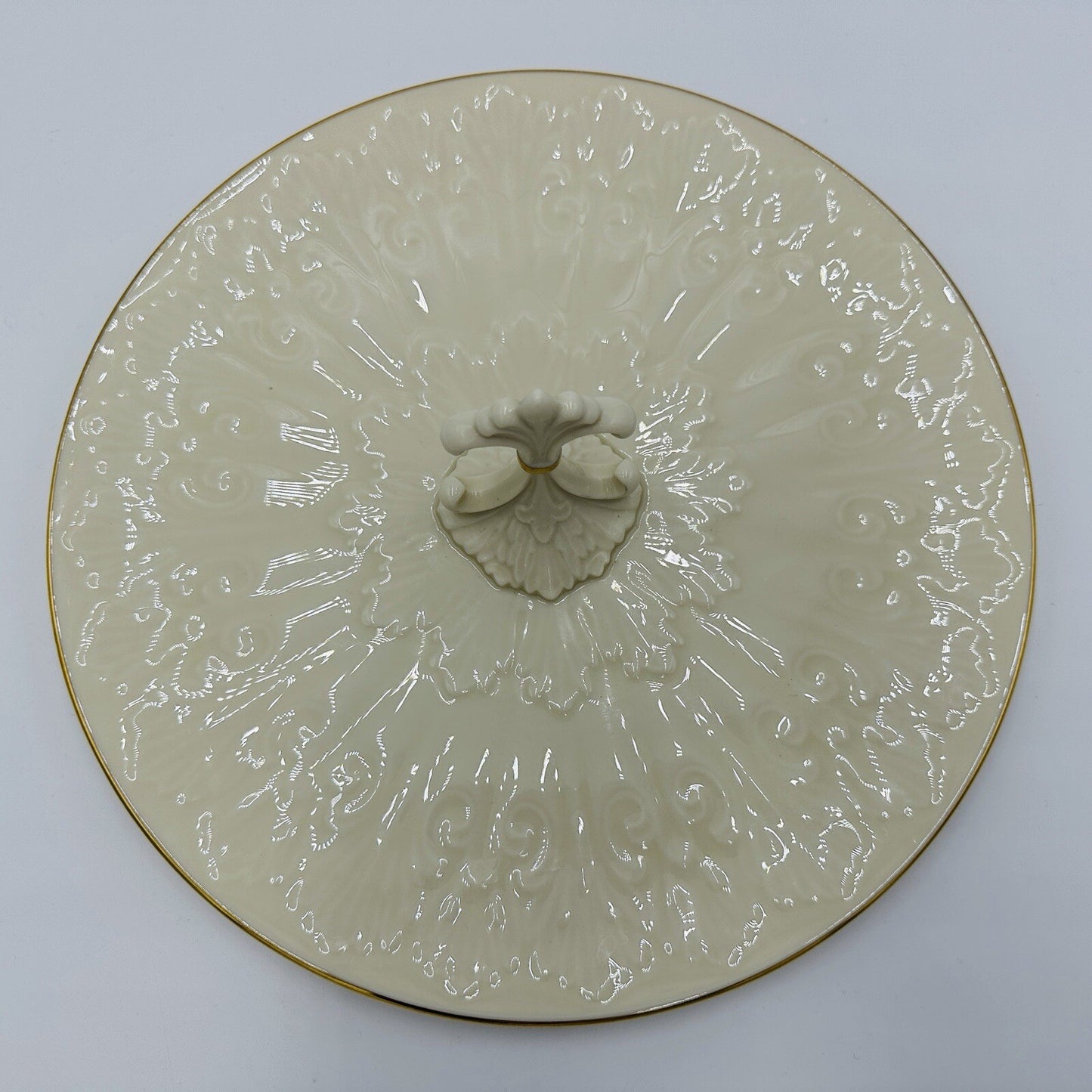 Lenox Serving Tray Center Handled Chateau Collection Gold Trim Porcelain Beige