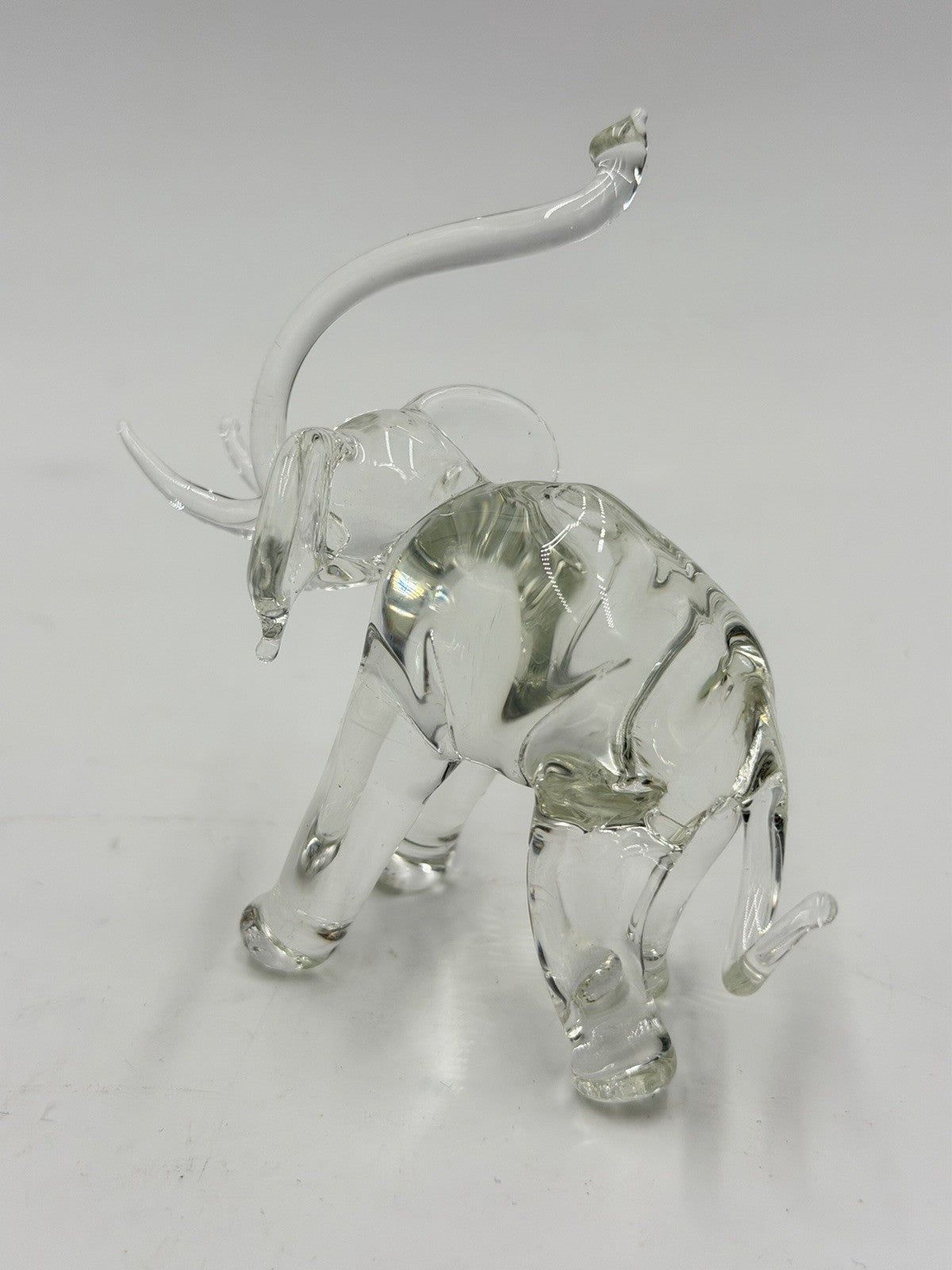 Vintage Hand Blown Art Glass Elephant Trunk Up Figurine
