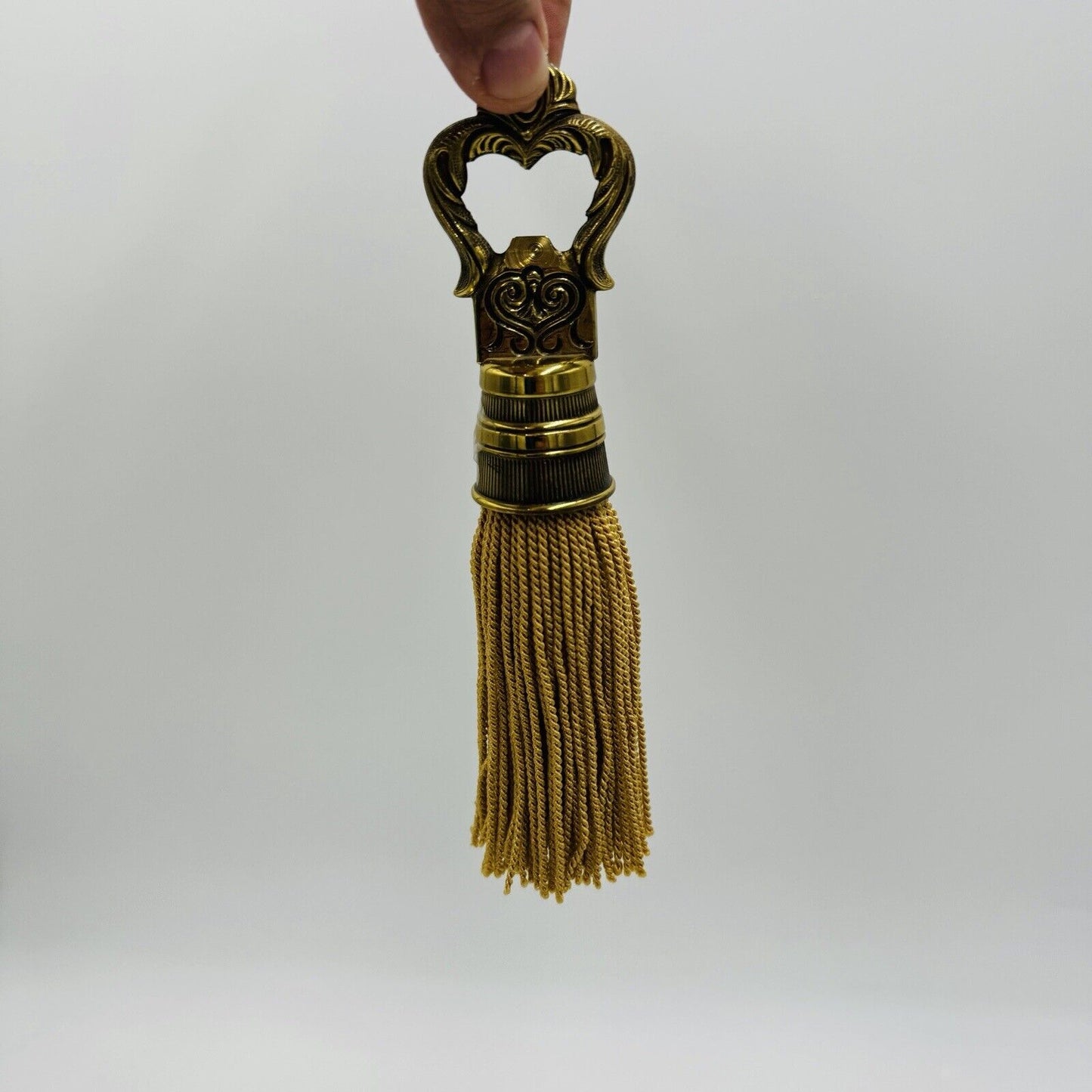 Rare MCM Brass Solid Tassel Gold 8in Hollywood Regency Style