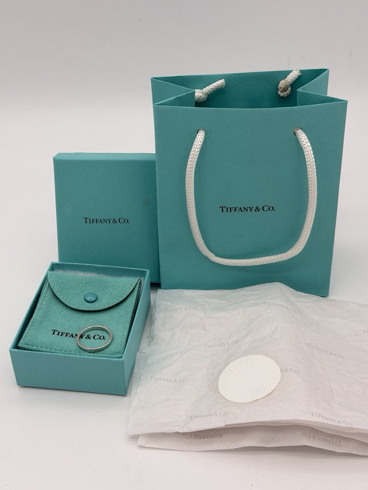 Tiffany &Co Sterling Silver I Love You Notes Narrow Band Ring Box/pouch Size 9