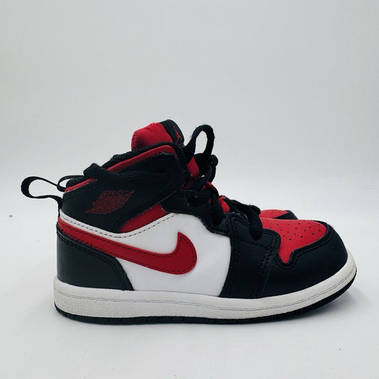 Nike Air Jordan 1 Mid Bred Toe Pre-School Size 8C 640735-079 Unused