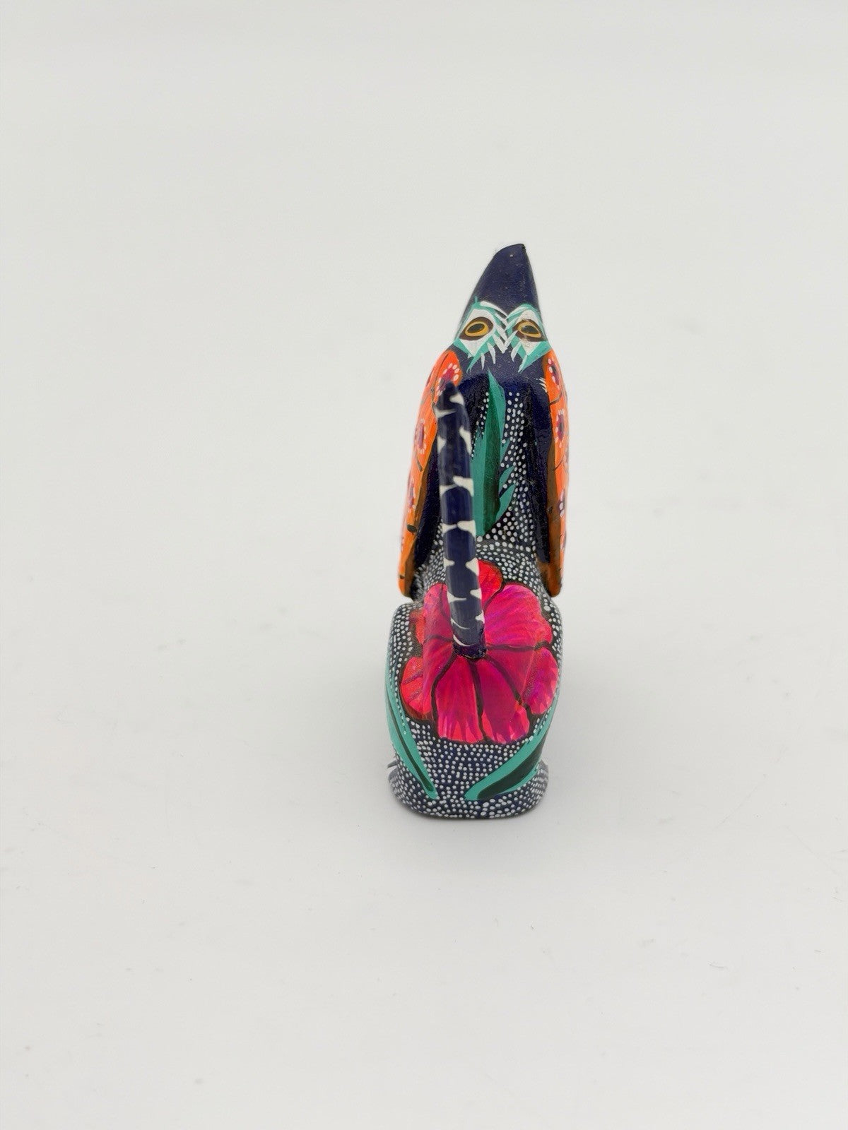 Alebrije Oaxacan Wood Carving Folk Art Hand Painted Floral Dog Miniature Figurin