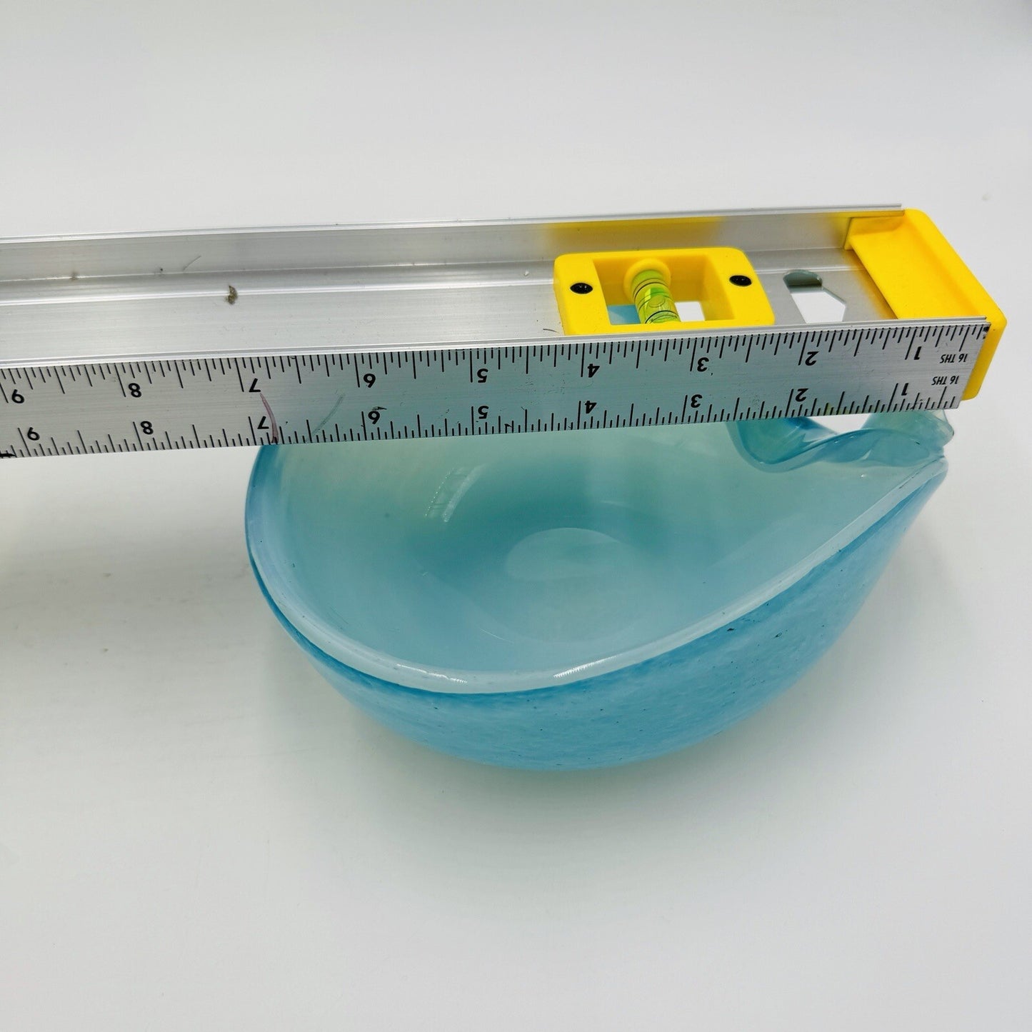 MCM Murano Art Glass Barbini Aqua Blue Bowl Italy Hand Blown