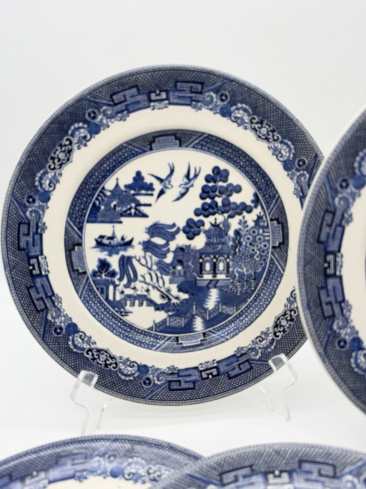 Johnson Bros England Porcelain Blue Willow 10" Dinner Plate chinoiserie 5 PCs
