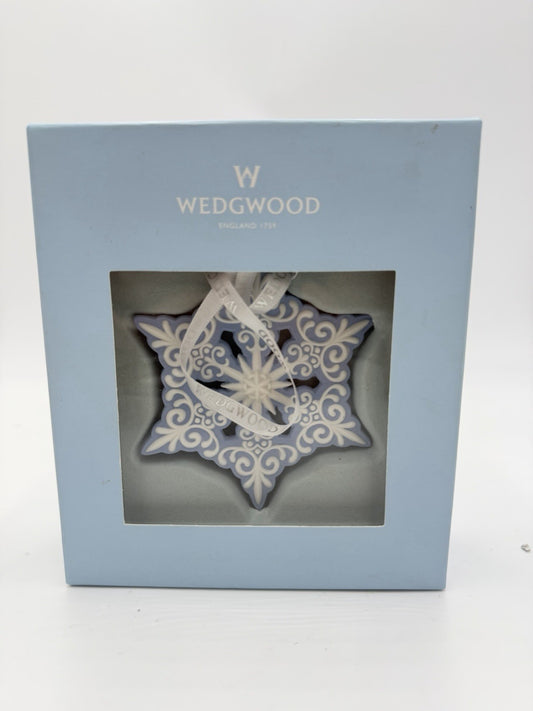 Wedgwood Jasperware White Blue Pierced Snowflake Christmas Ornament