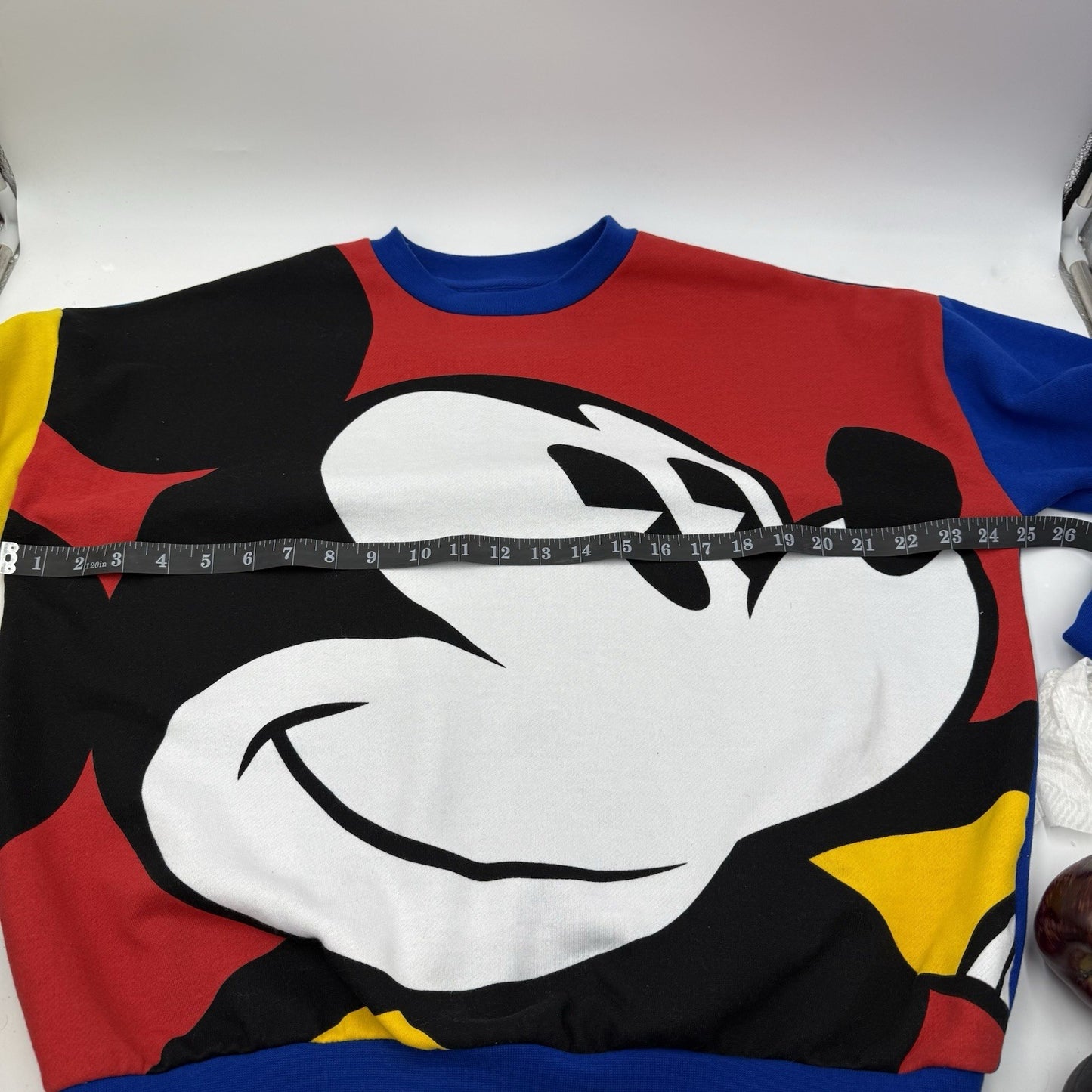 Disney Mickey Color Block Sweatshirt Slouchy Size XS Retro Unisex Vtg Preloved