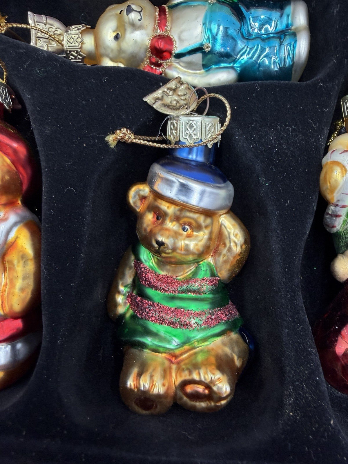 Vtg Thomas Pacconi Classics 2002 Teddy Bear Christmas Ornament Set 11 Wood Crate