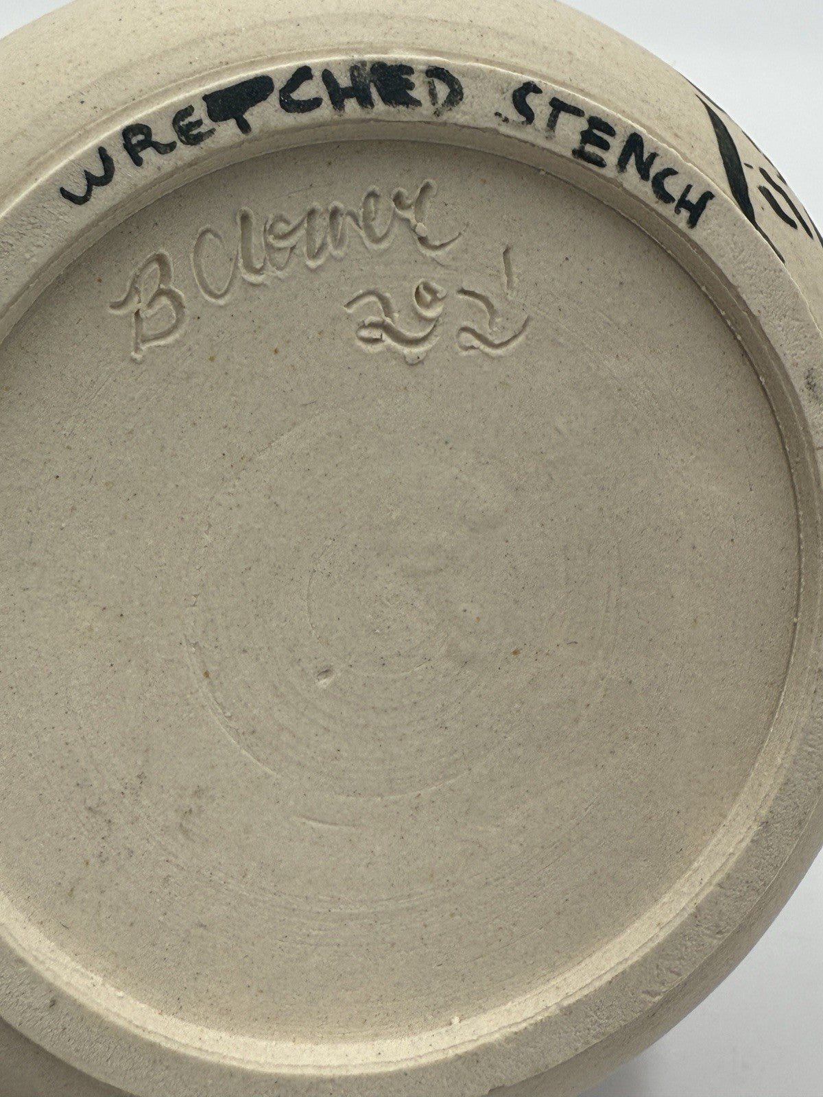 Rare Signed Studio Art Pottery Wretched Stench By B Clower Bowl Expressionist
