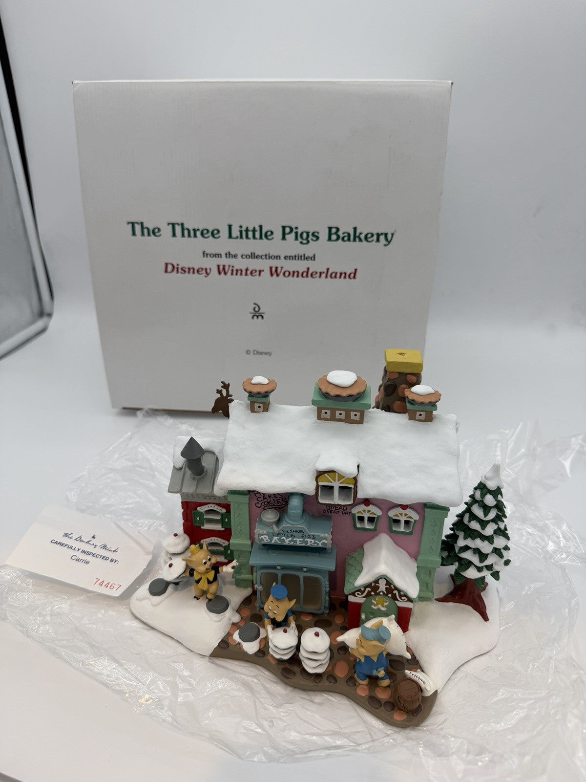 Danbury Mint Disney Winter Wonder Little Pigs Bakery House Village Christmas NIB