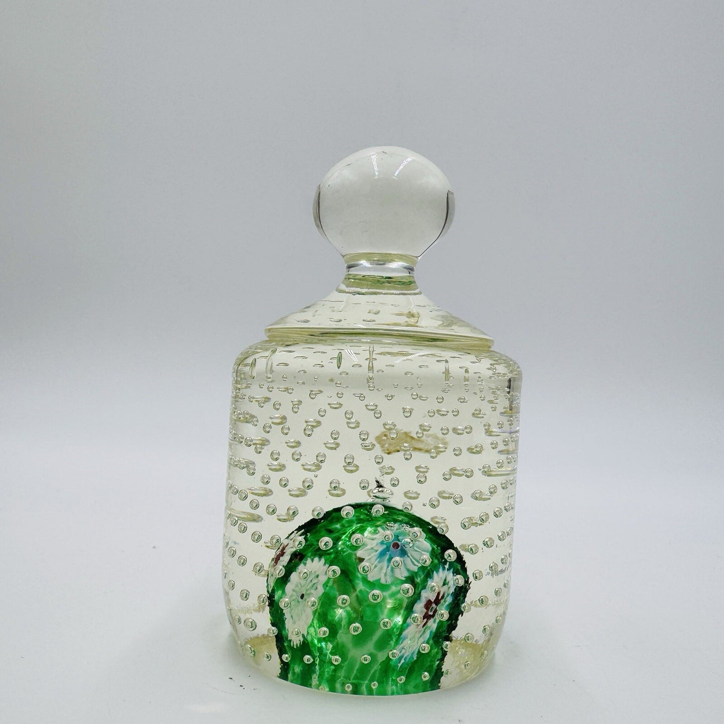 Vtg Fratelli Toso Murano Millefiori Control Bubble Art Glass Paperweight - Italy