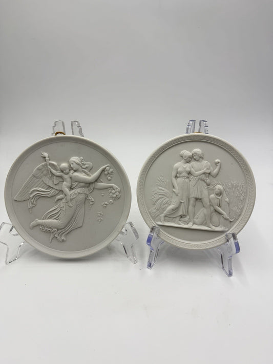 Royal Copenhagen White Bisque Round Wall Art Day & Summer