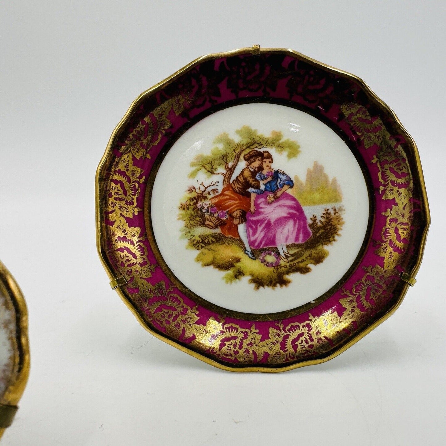 Limoges Miniature Plates Courting Couple & Cherubs Porcelain France Traditional