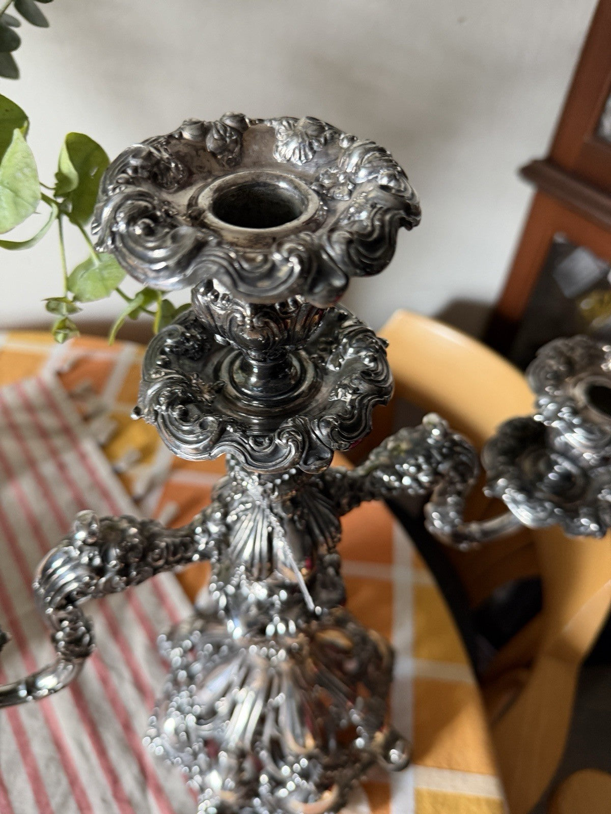 Antique Reed & Barton Silver Plated Renaissance Designed 3 light Candelabra